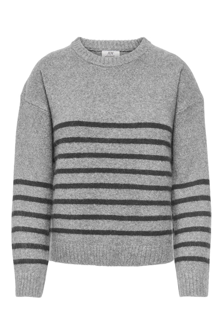 JDY - Jdyneel L/S O-Neck Stripe Pullover Knt - 5174108 Light Grey Melange Dark Grey Melange Thin Stripes