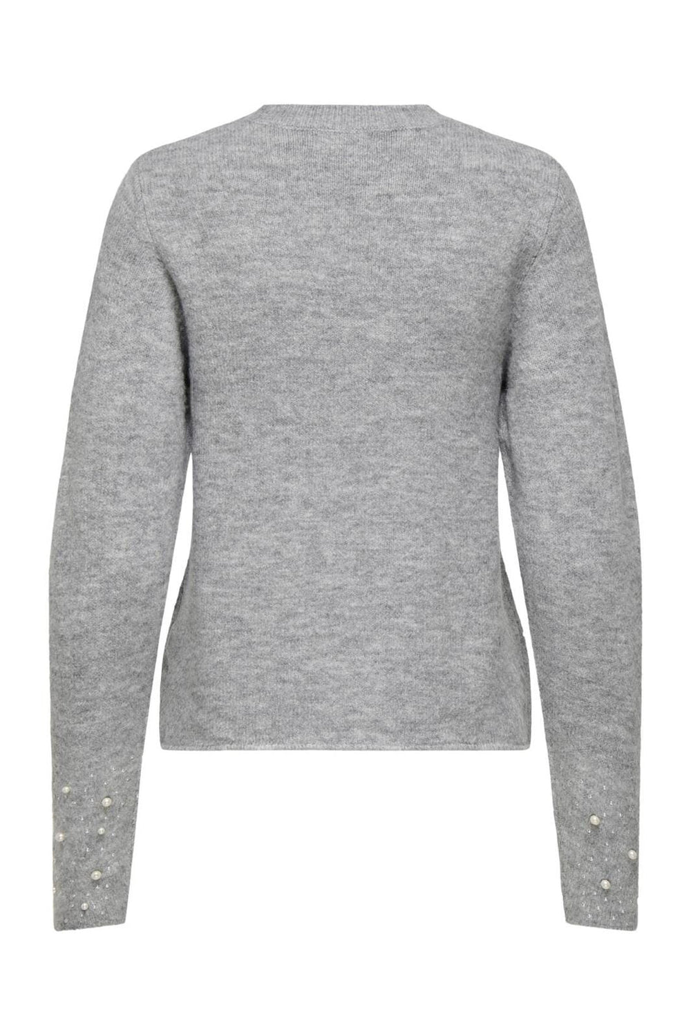 JDY - Jdypearl L/S O-Neck Pearl Pullover Knt - 4815065 Light Grey Melange White Pearls