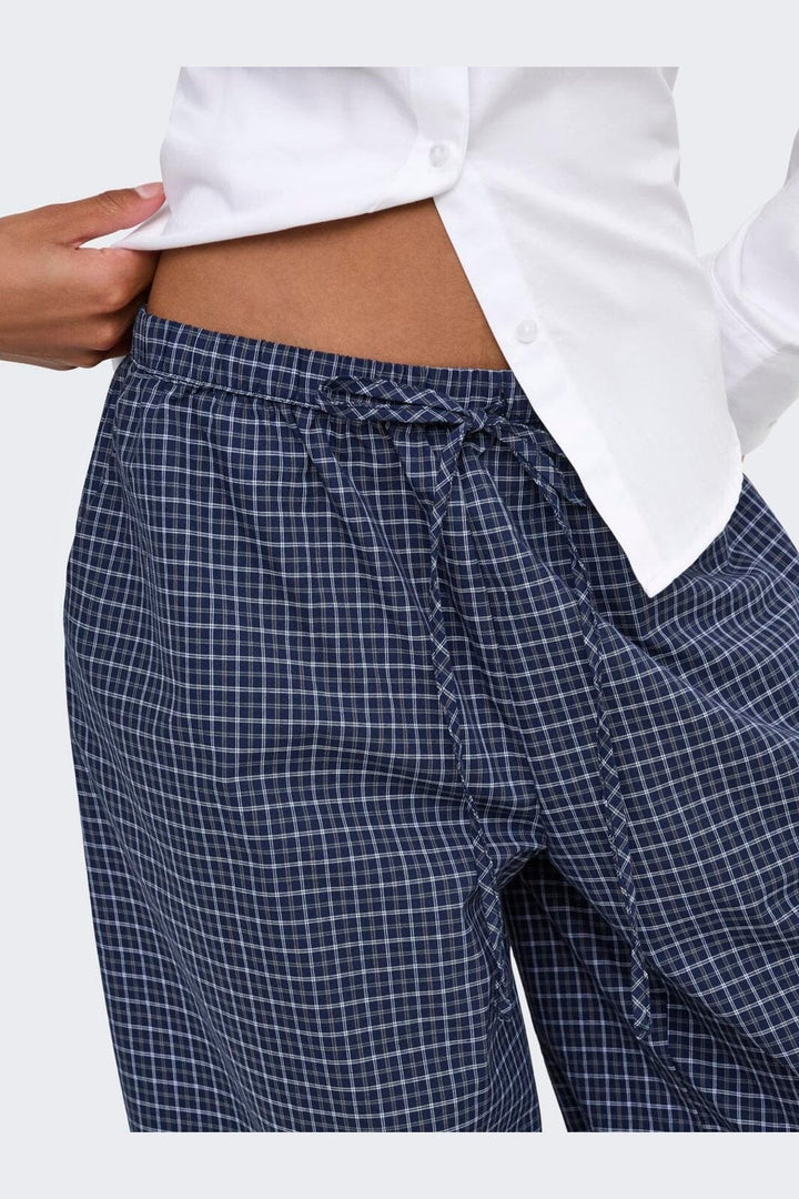 JDY - Jdypeggy Check Loose Pant - 5181641 Navy Blazer Cloud Dancer