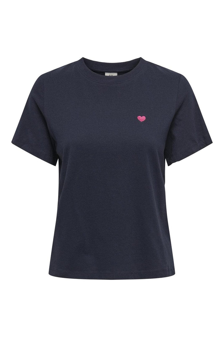 JDY - Jdypisa S/S Print Top - 4713682 Sky Captain Pink Peacock Heart