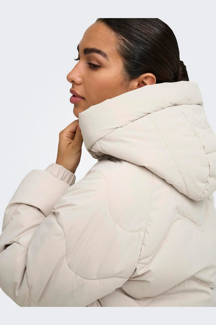 JDY - Jdypower Short Hood Puffer Hab - 5040844 Silver Lining