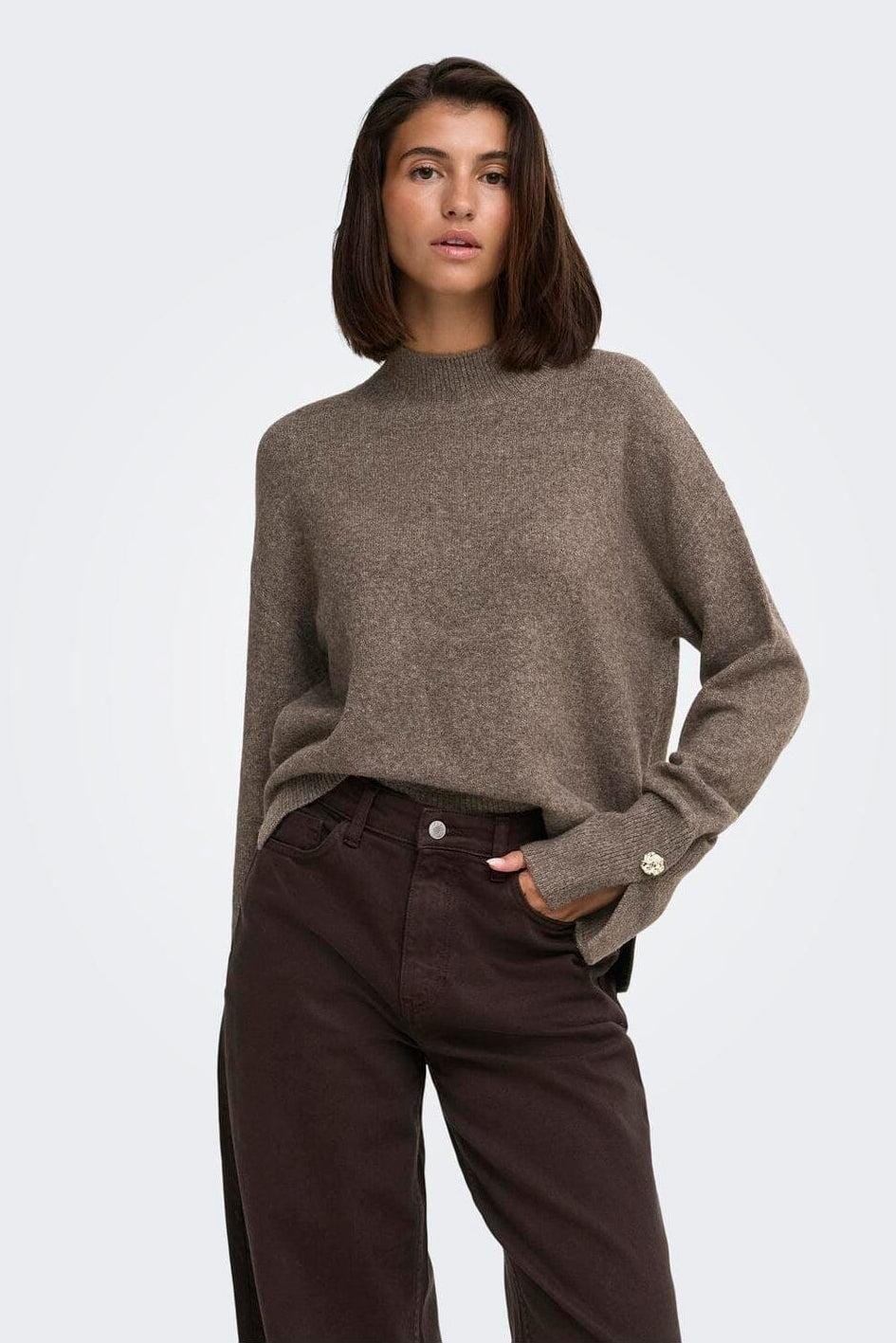 JDY - Jdysabrina L/S Hn Detail Pullov Knt - 5111246 Falcon Melange