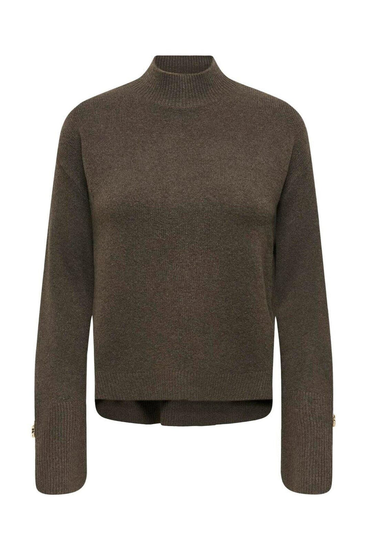 JDY - Jdysabrina L/S Hn Detail Pullov Knt - 5174129 Black Olive Melange