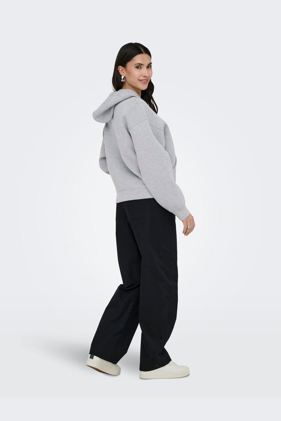 JDY - Jdysabrina L/S Zipper Scuba Hoodie - 4973127 Light Grey Melange