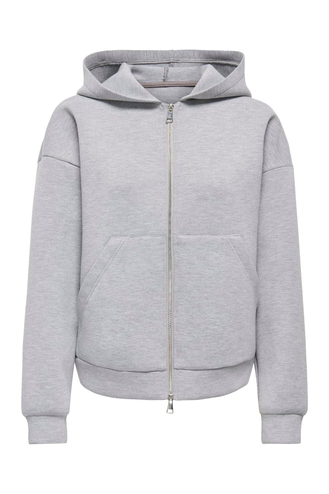 JDY - Jdysabrina L/S Zipper Scuba Hoodie - 4973127 Light Grey Melange