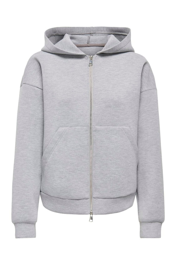 JDY - Jdysabrina L/S Zipper Scuba Hoodie - 4973127 Light Grey Melange