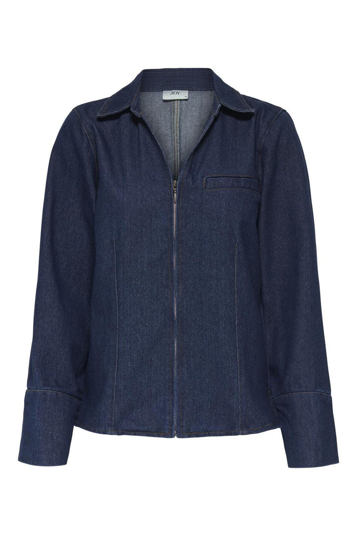 JDY - Jdysally Zip Stitch L/S Shirt 15346011 - 4730145 - Dark Blue Denim