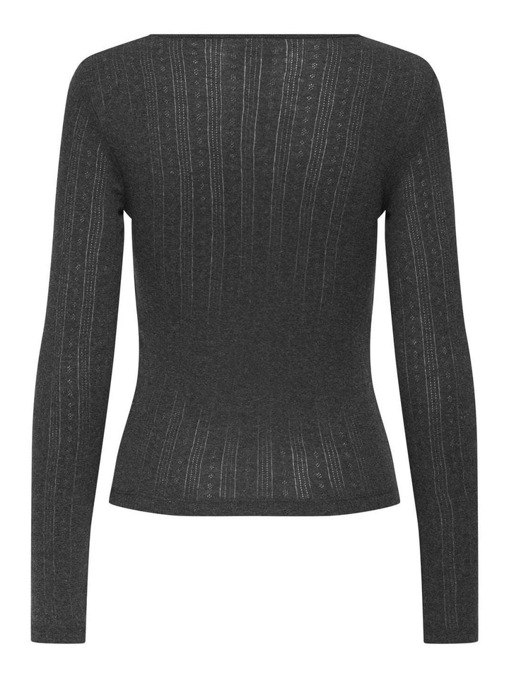 JDY - Jdysalsa Mia Life L/S O Neck Top Dia - 4845547 Dark Grey Melange