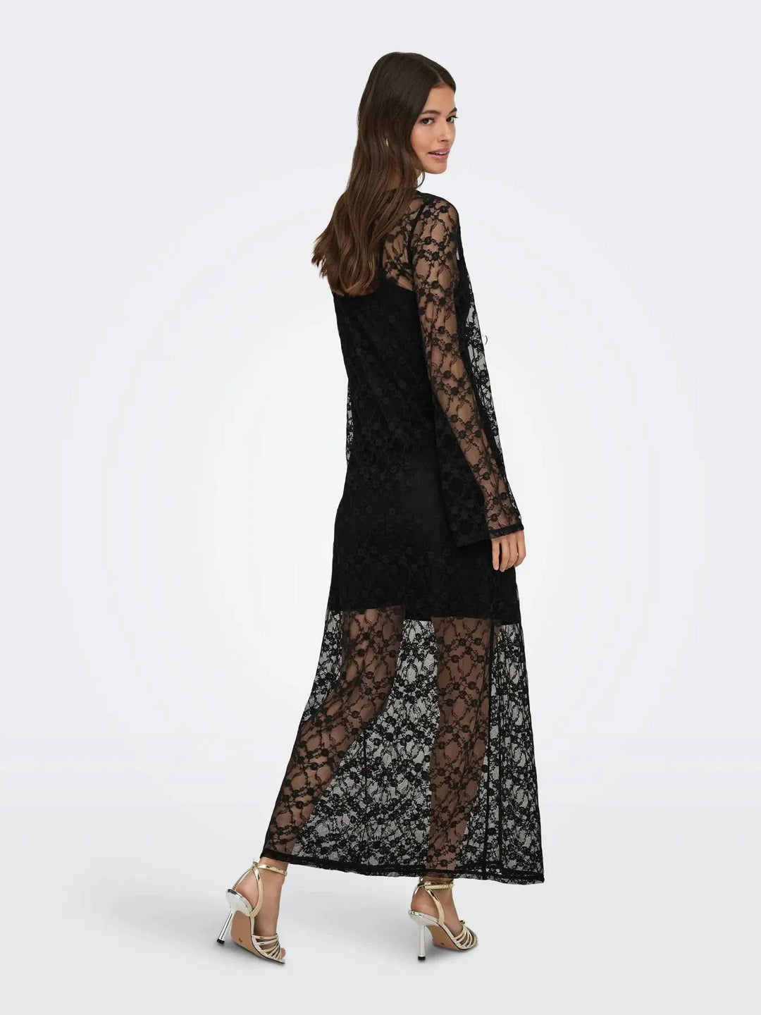 JDY - Jdysilvia L/S Lace Maxi Dress - 5070608 Black Kjoler 