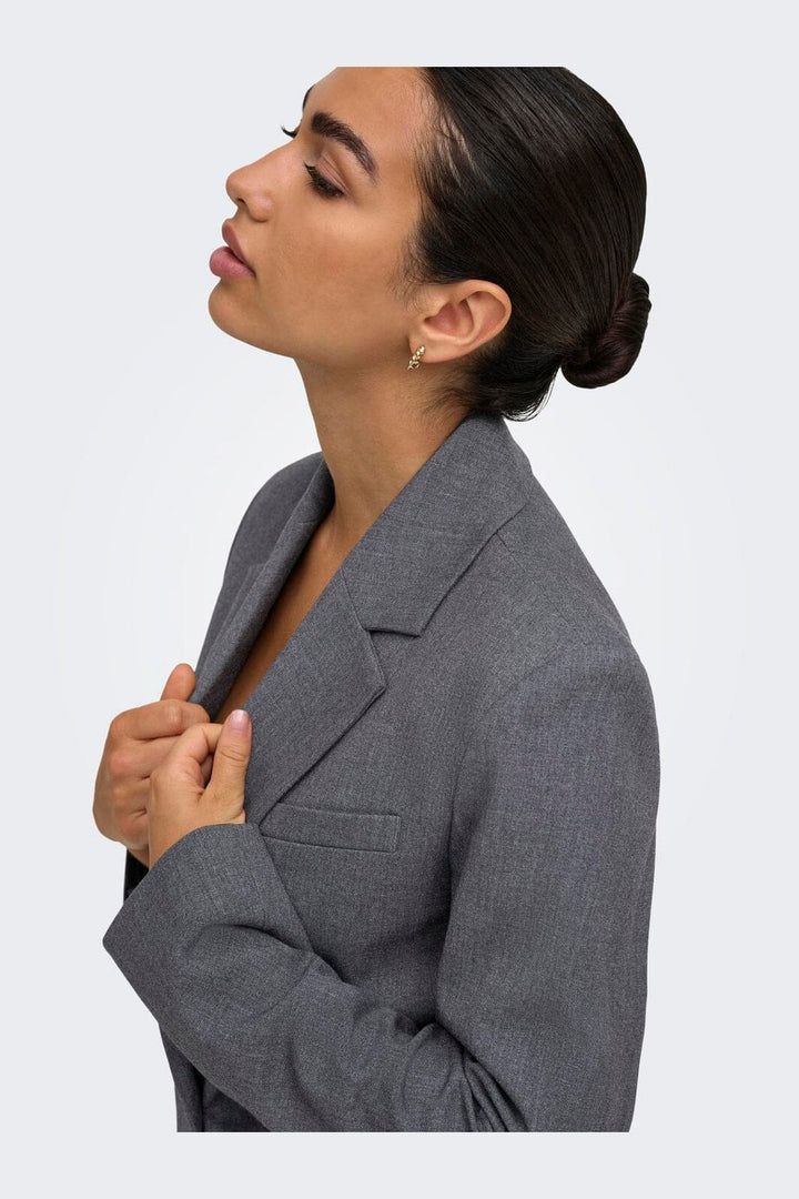 JDY - Jdyvalerie L/S Fitted Blazer - 5082542 Dark Grey Melange