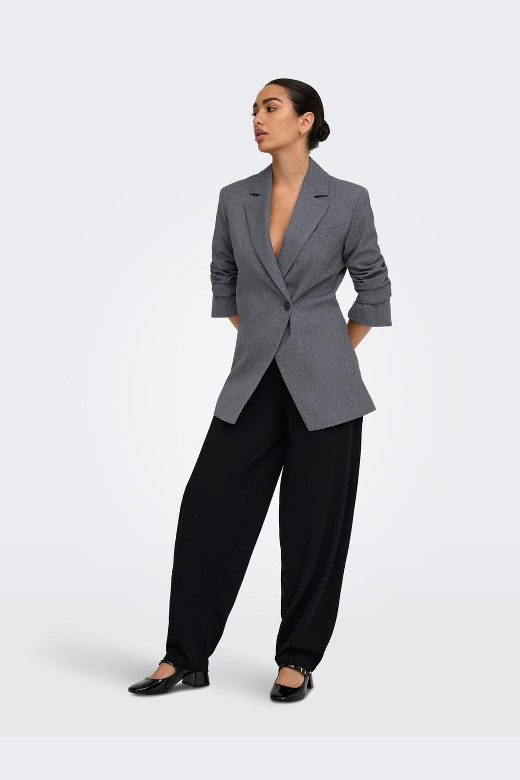 JDY - Jdyvalerie L/S Fitted Blazer - 5082542 Dark Grey Melange
