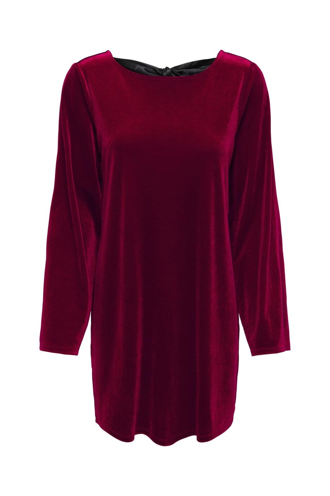 JDY - Jdyvictory L/S Velvet Bow Dress - 4932735 Winetasting Bow