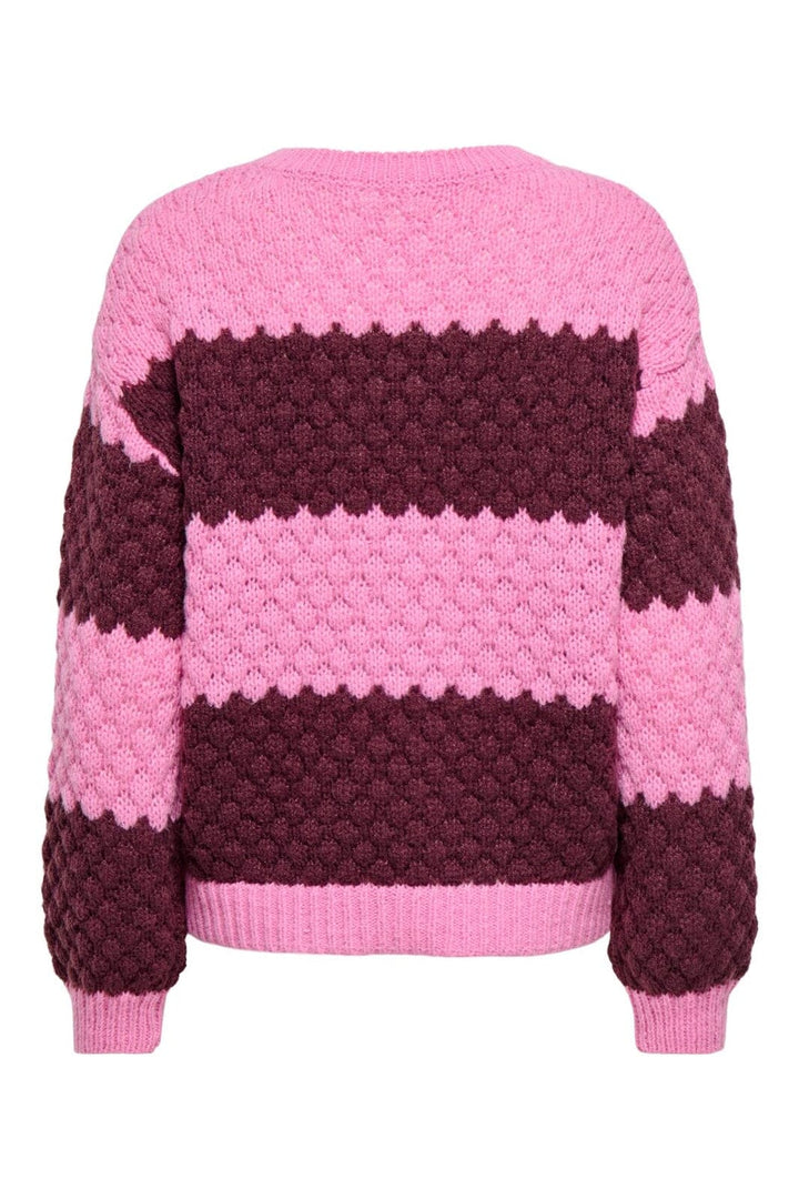 JDY - Jdyvilda L/S Detail Pullover Knt - 5174004 Cyclamen Stripe Crush