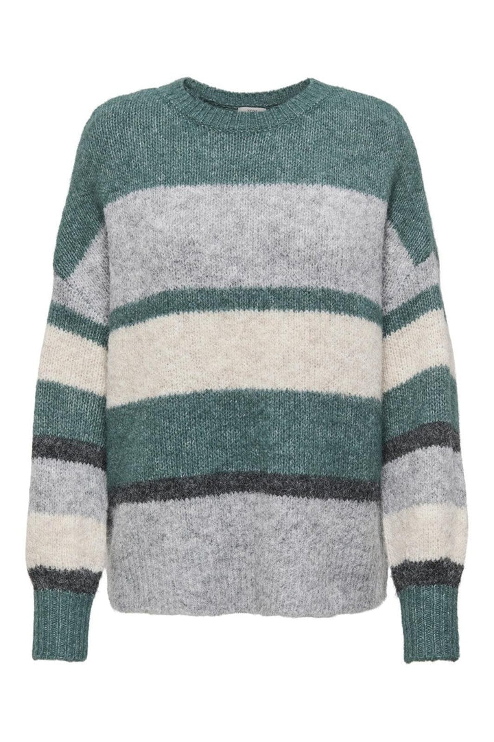 JDY - Jdyzoey Life L/S On Colorblock Pull Knt - 4880166 Sea Pine Lgm/Birch Melange/Dgm