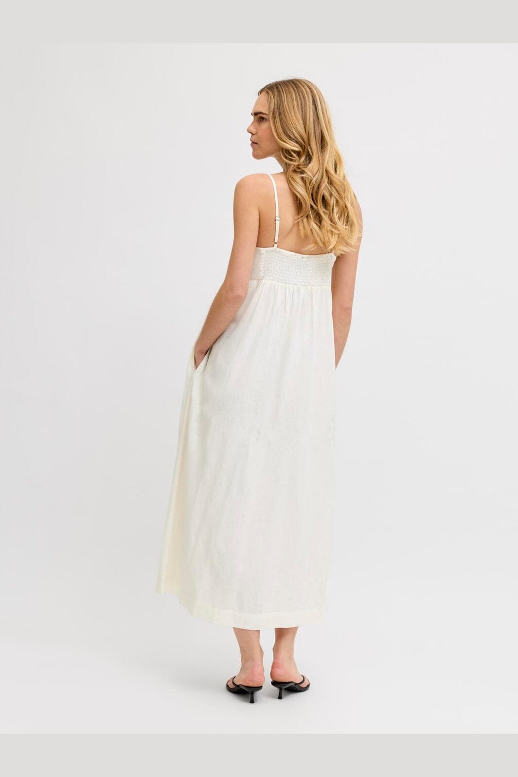Jjxx - Jxalmira Linen Blend Long Dress - 4906547 Blanc De Blanc
