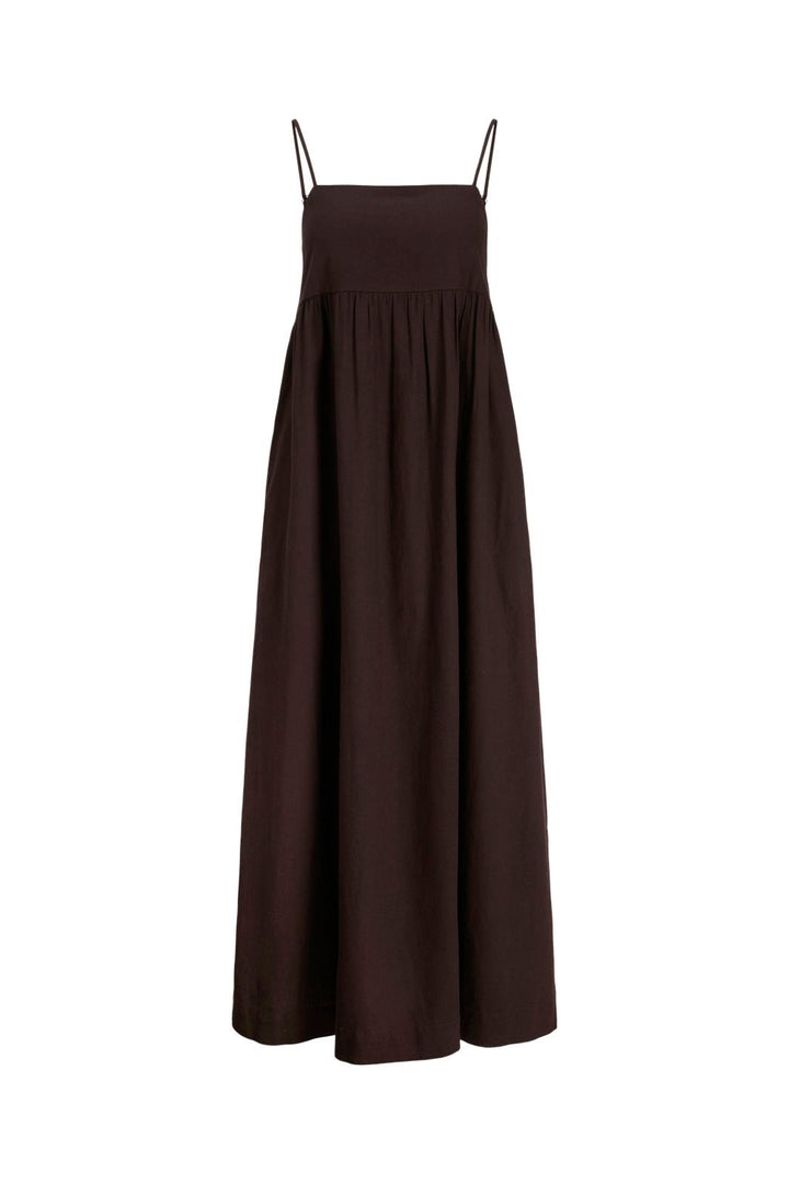 Jjxx - Jxalmira Linen Blend Long Dress - 4906548 Seal Brown
