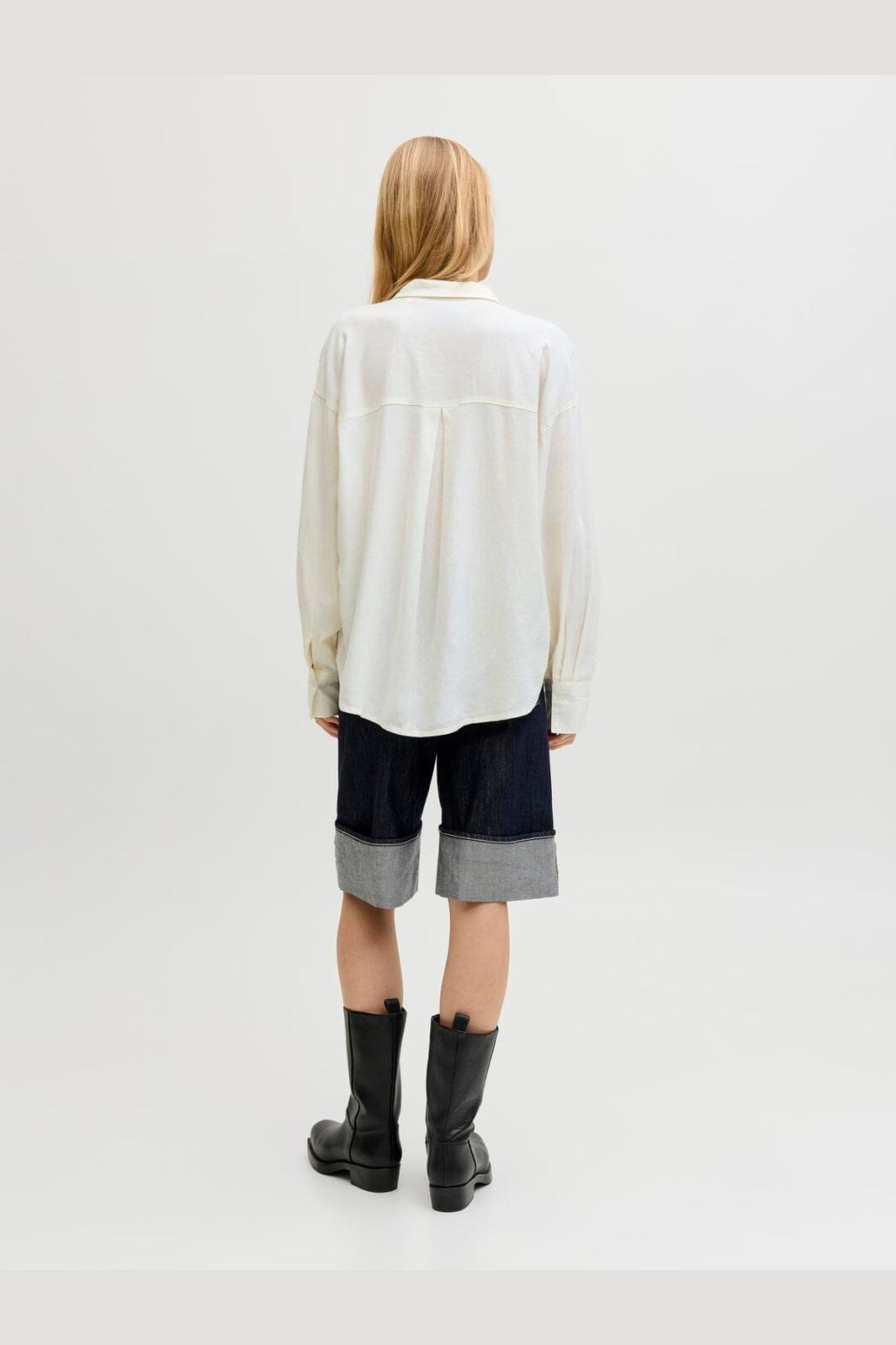 Jjxx - Jxalmira Linen Blend Ls Shirt Ln - 4906558 Blanc De Blanc