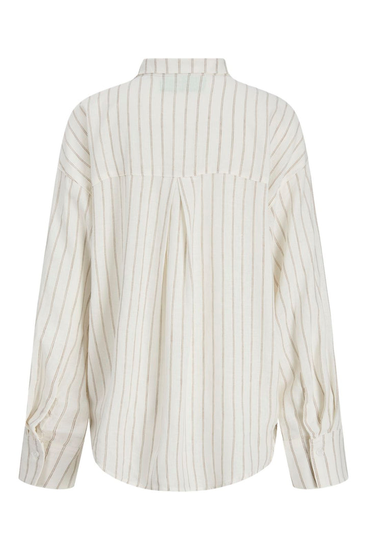 Jjxx - Jxalmira Linen Blend Ls Shirt Ln - 4919737 Blanc De Blanc Silver Mink