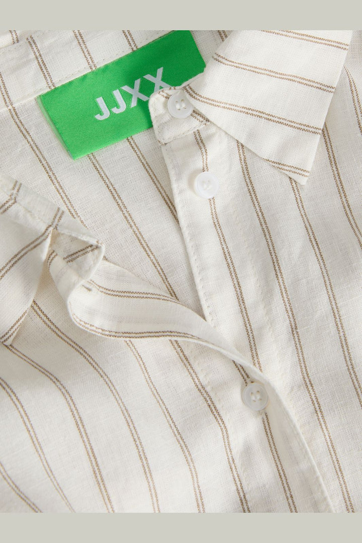 Jjxx - Jxalmira Linen Blend Ls Shirt Ln - 4919737 Blanc De Blanc Silver Mink