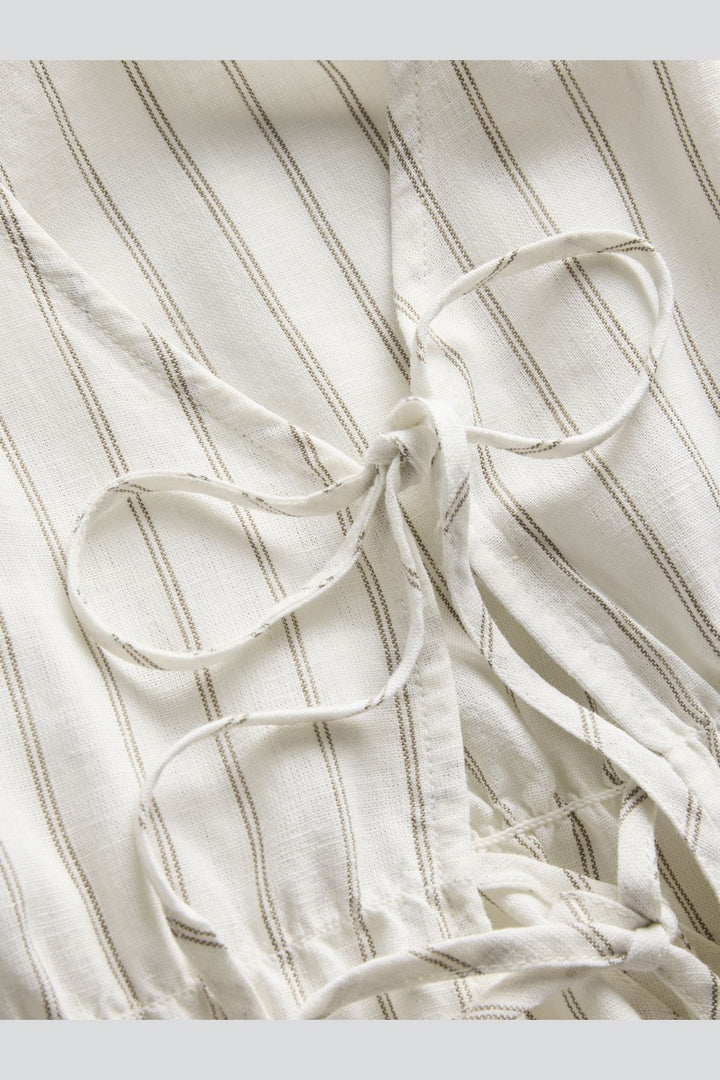 Jjxx - Jxalmira Linen Blend Tie Sl Top Ln - 4975432 Blanc De Blanc Silver Mink