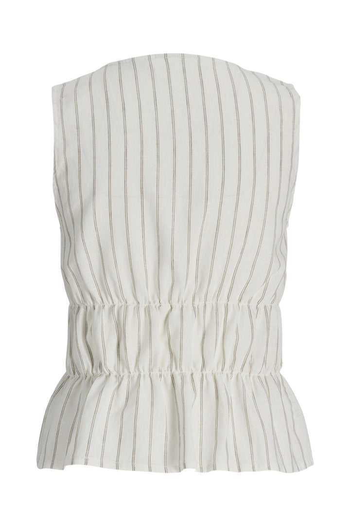 Jjxx - Jxalmira Linen Blend Tie Sl Top Ln - 4975432 Blanc De Blanc Silver Mink