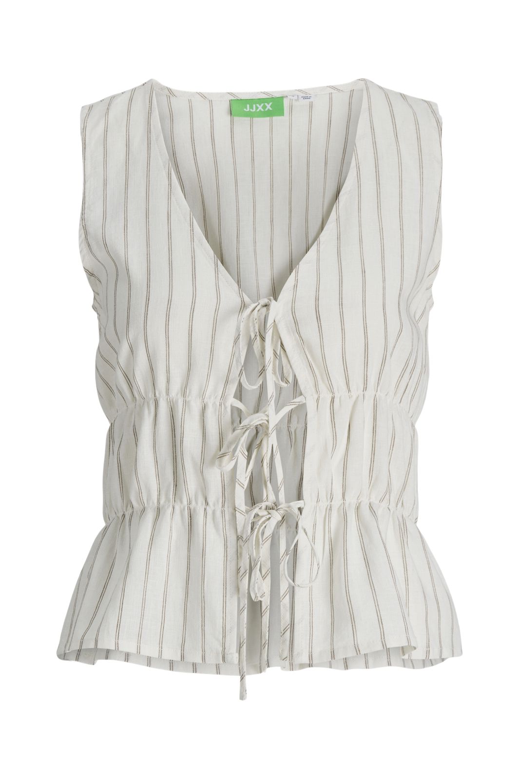 Jjxx - Jxalmira Linen Blend Tie Sl Top Ln - 4975432 Blanc De Blanc Silver Mink