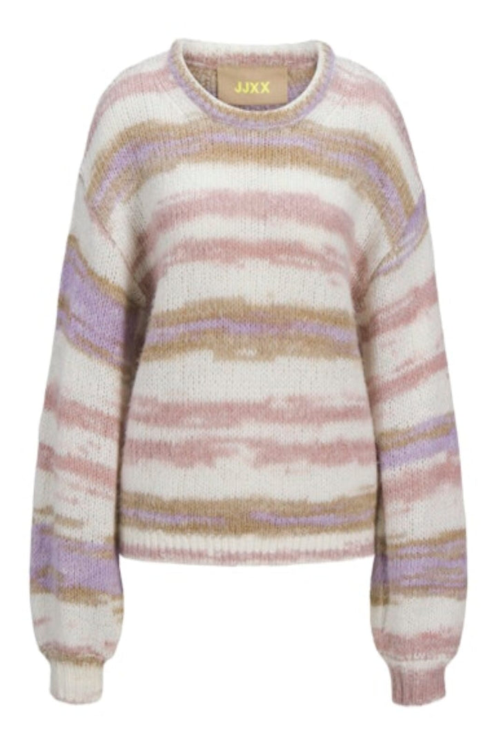 Jjxx - Jxamelia Crew Neck Knit - 4862529 Fog /Multi Color Strikbluser 