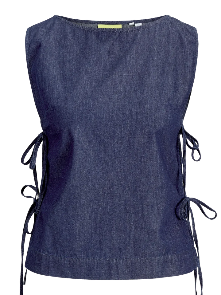 Jjxx - Jxdebby Chambrey Sl Top - 4954873 Dark Blue Denim Toppe 