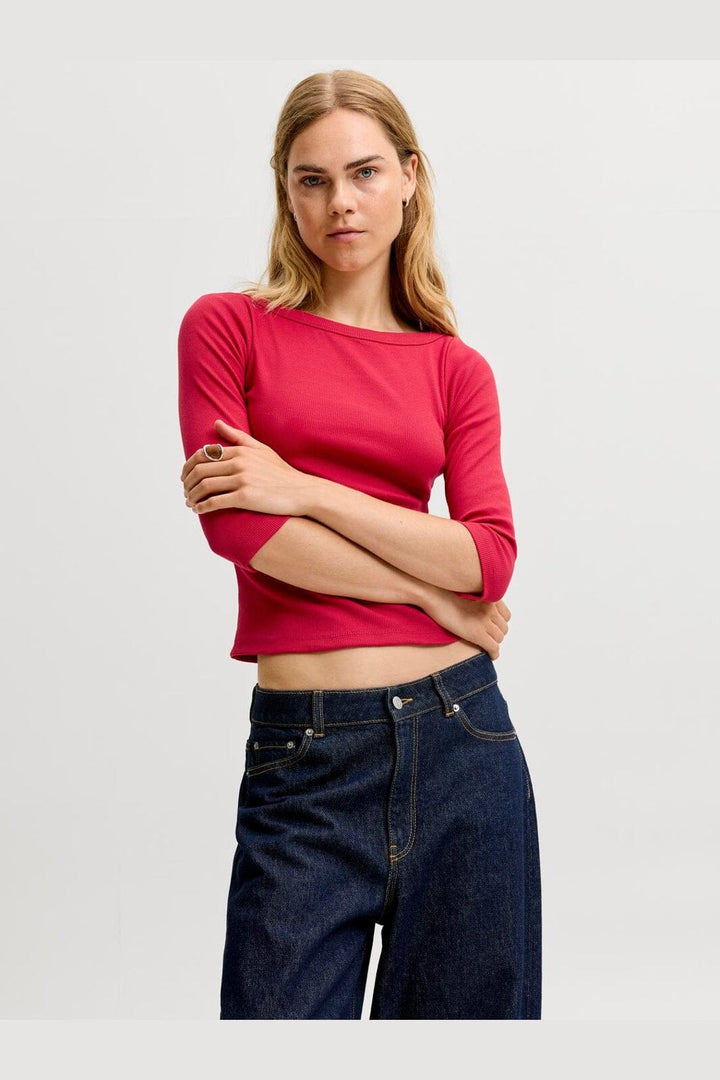 Jjxx - Jxfifi Str 3/4 Boatneck Top - 5185291 Scarlet Sage