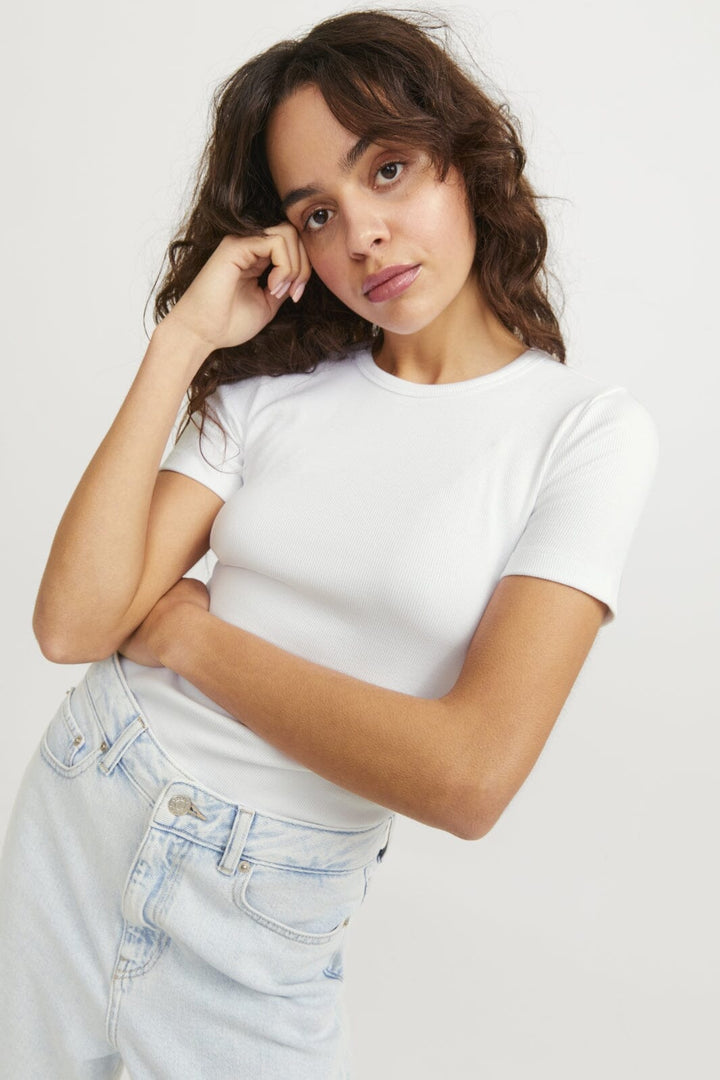 Jjxx - Jxfrankie Str Ss Rib Tee - 4244251 Bright White