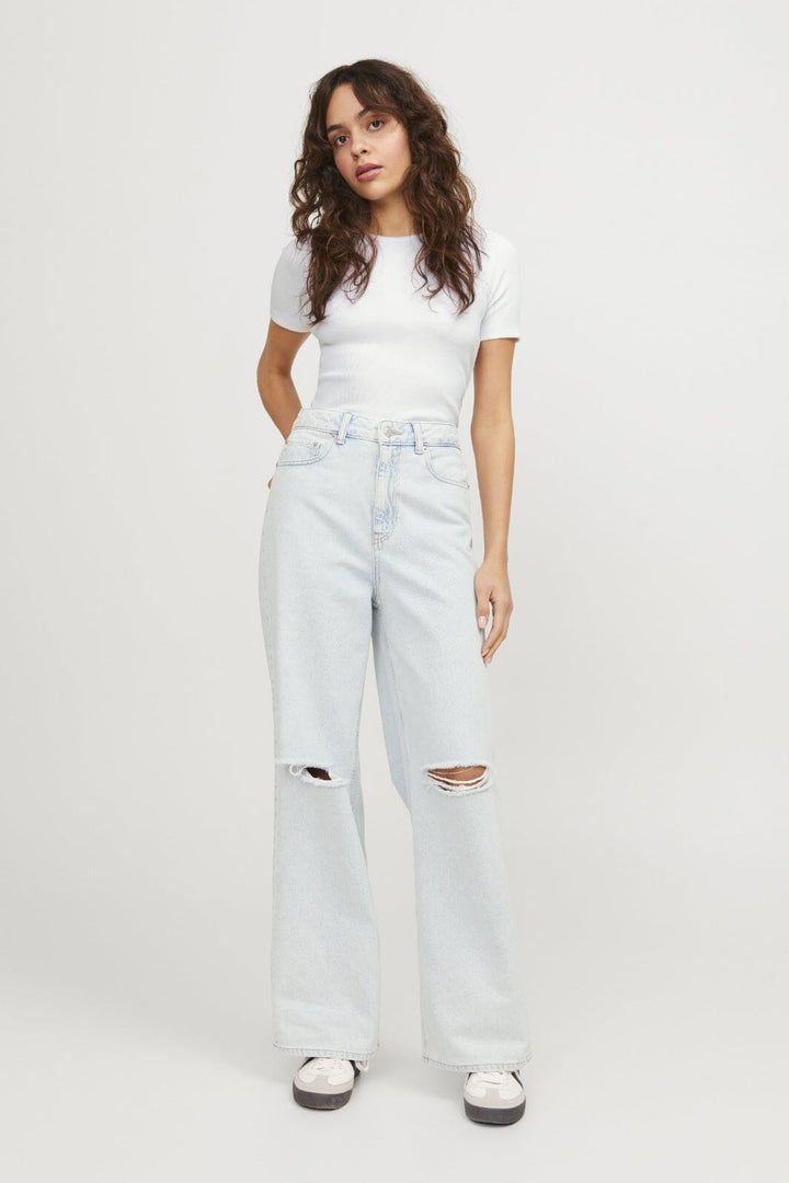 Jjxx - Jxfrankie Str Ss Rib Tee - 4244251 Bright White