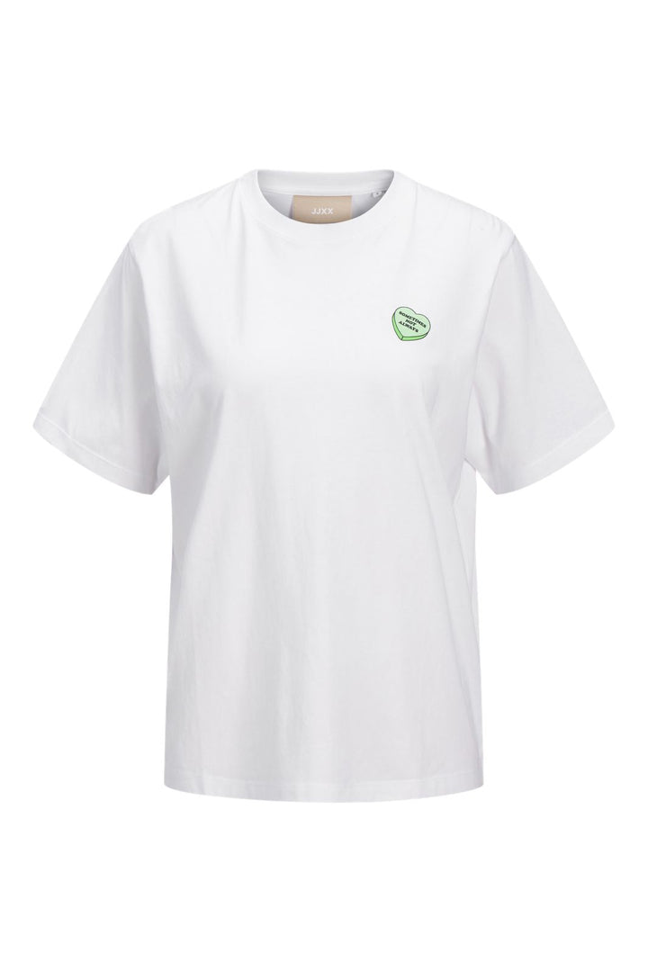 Jjxx - Jxfriendly Loose Ss Tee Tg - 4851555 Bright White Hearts