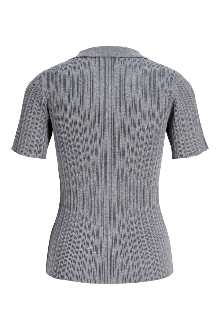 Jjxx - Jxhadley Tight Ss Polo Knit - 4916147 Medium Grey Melange