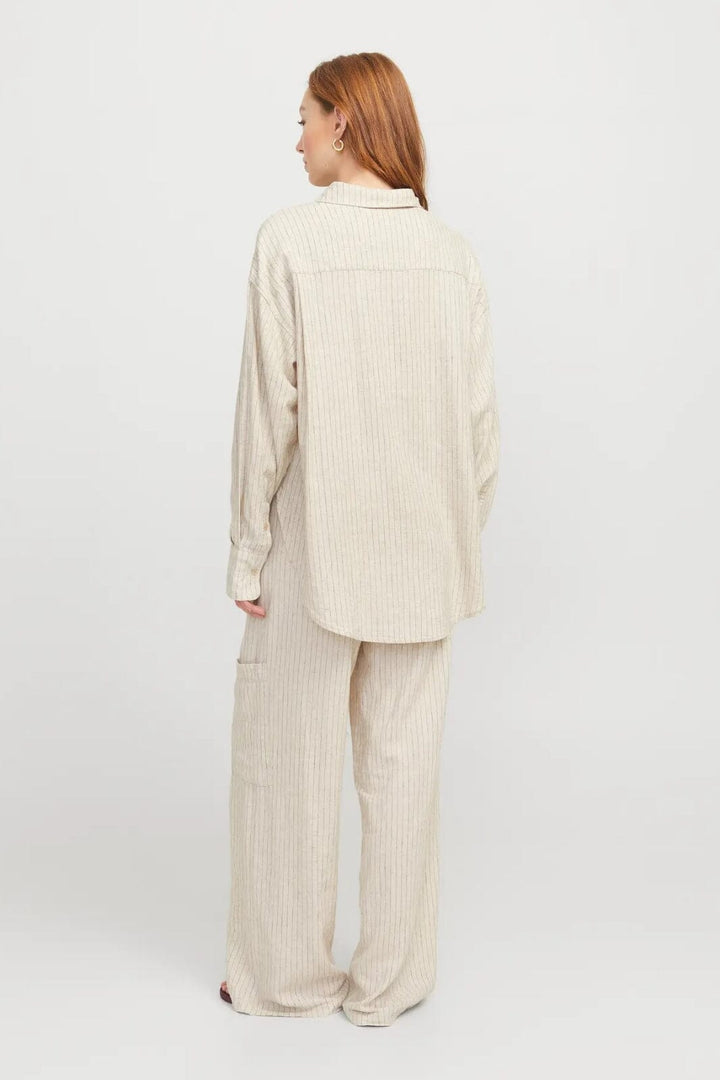 Jjxx - Jxjamie Breeze Summer Ls Shirt Sn - 4653032 Feather Gray Pinstripe