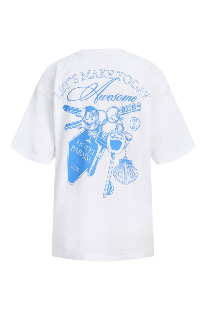 Jjxx - Jxmillow Loose Ss Tee Sp326 - 5014263 Bright White Lets Make Today Awesome