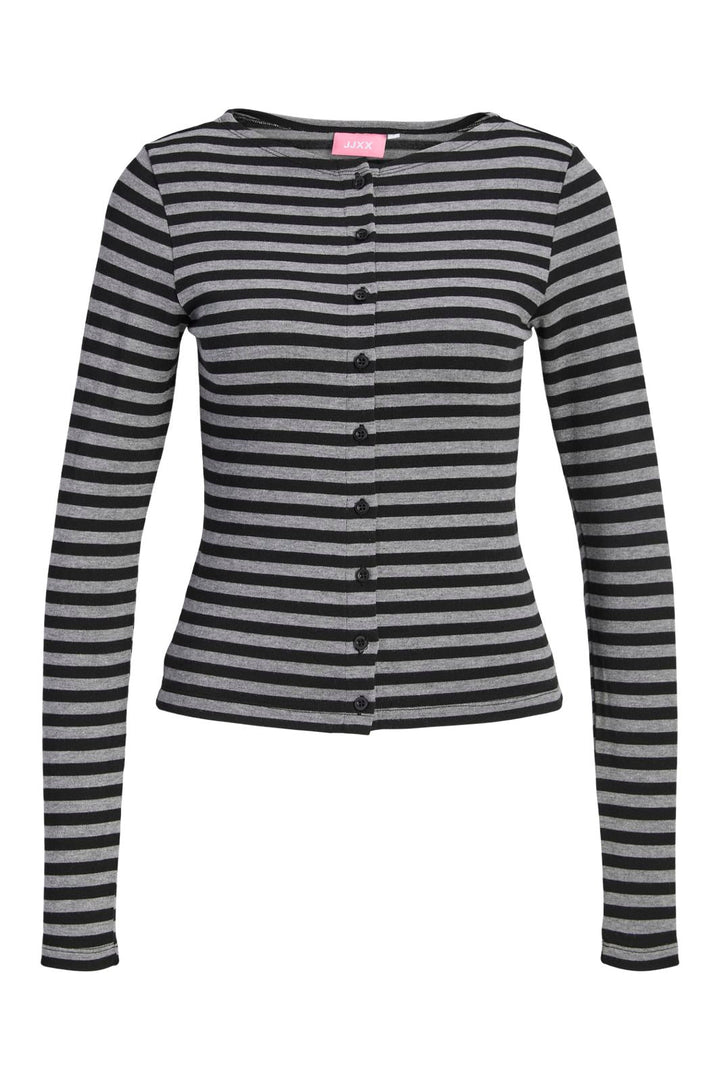 Jjxx - Jxpaula Stripe Ls Cardigan Ln - 5129742 Black Grey