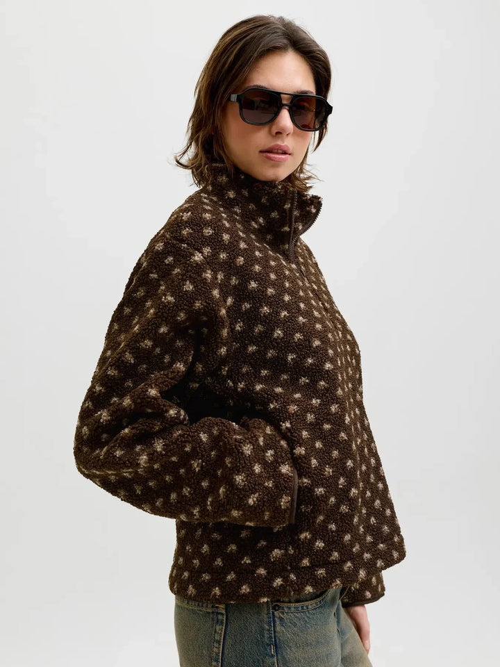 Jjxx - Jxvera Half Zip Teddy Jacket - 5034468 Bracken Petit Dot Off White Jakker 