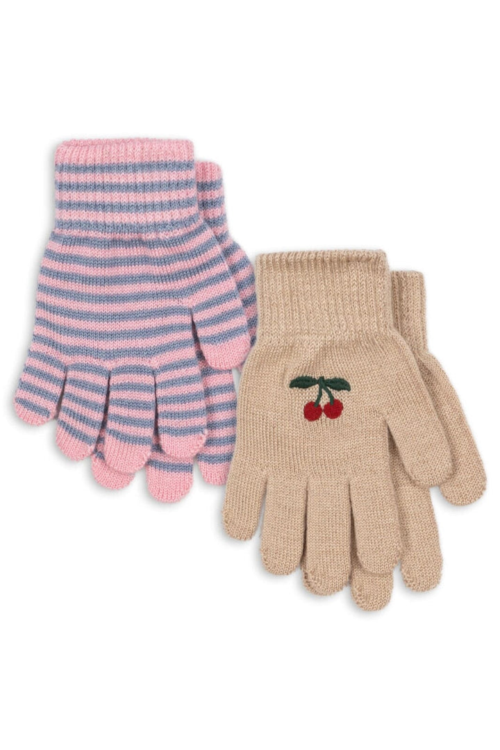 Konges Sløjd - 2 Pack Filla Gloves Ks103430 - Cherry/stripe