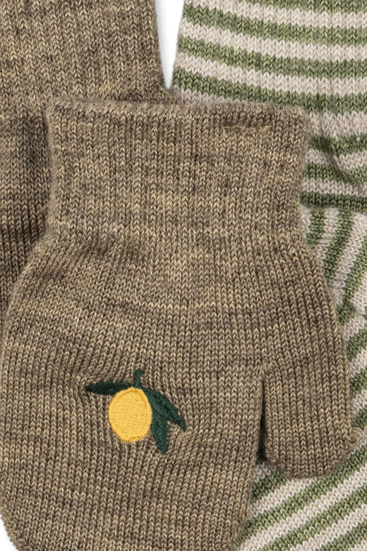 Konges Sløjd - 2 Pack Filla Mittens Ks103431 - Lemon/stripe