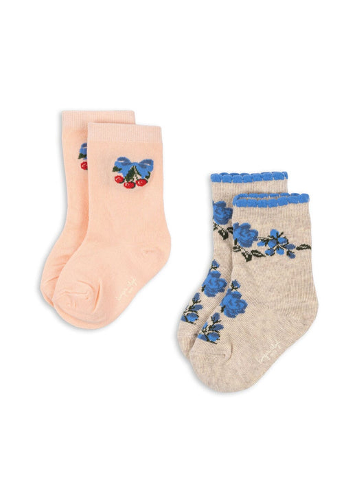 Konges Sløjd - 2 Pack Flower And Cherry Jacquard Socks Ks104584 - Amarena/tramonto Strømper 