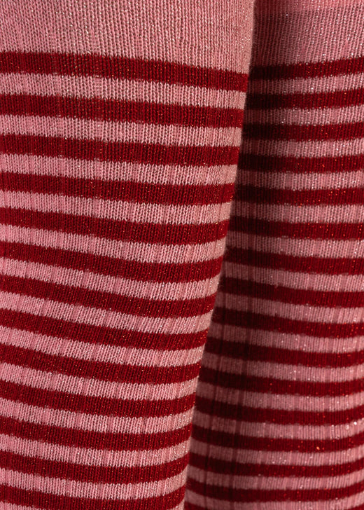 Konges Sløjd - 2 Pack Glitter Tights Ks106343 - Red Stripe Strømpebukser 