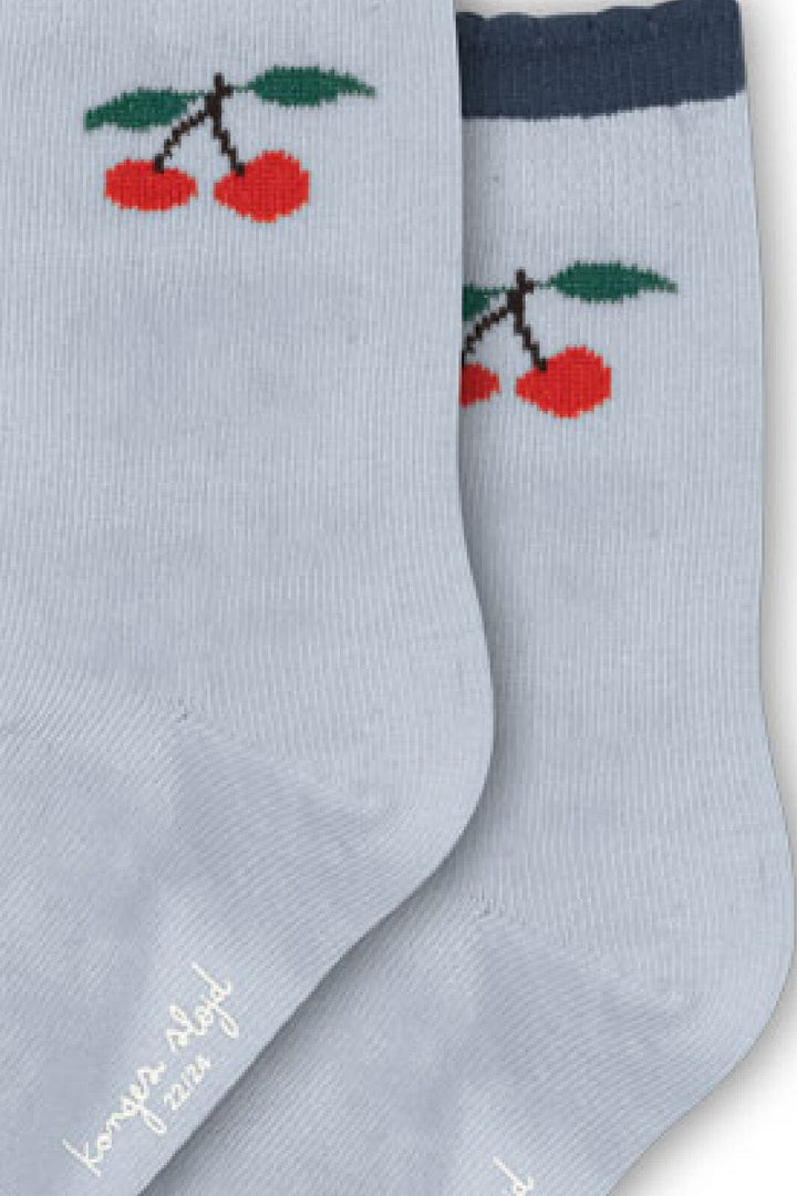 Konges Sløjd - 2 Pack Jaquard Frill Socks Ks104064 - Blue Fog/purple Impression