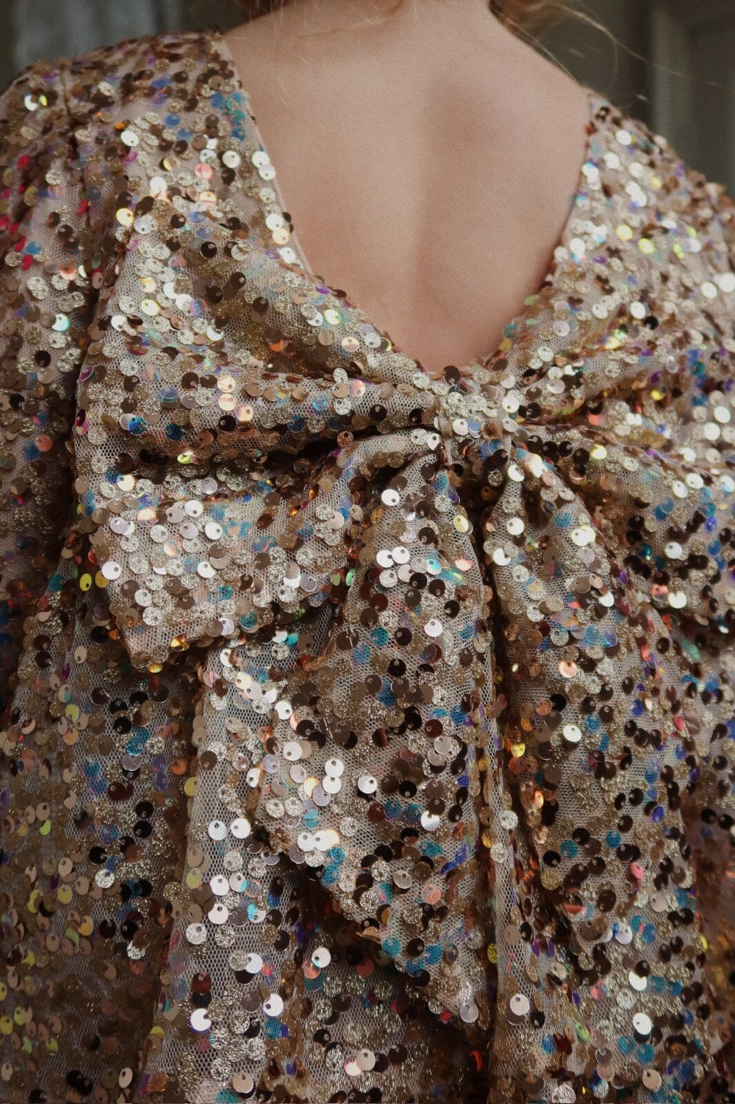 Konges Sløjd - Lila Sequins Bow Dress Ks103858 - Gold Glitter