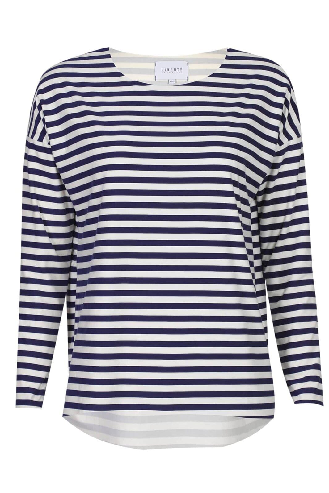 Liberte - Alma-Ls-Top 9504 - Blue Creme Stripe Bluser 