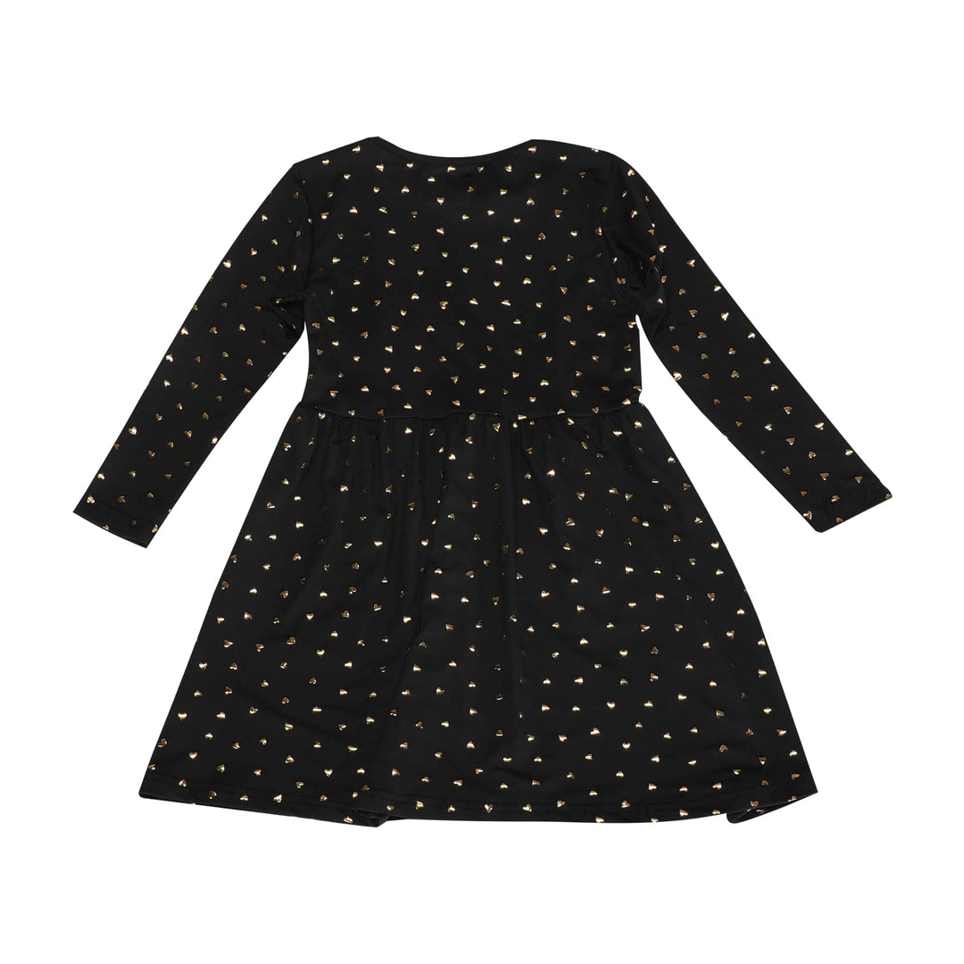 Liberte Ami - Alma-Ls-Babydoll-Dress (Kids) 9658 - Black Gold Heart Kjoler 