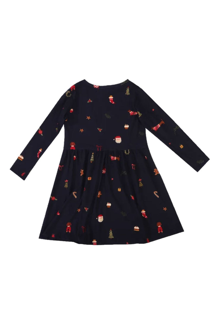 Liberte Ami - Alma-Ls-Babydoll-Dress (Kids) 9658 - Dog Navy Kjoler 