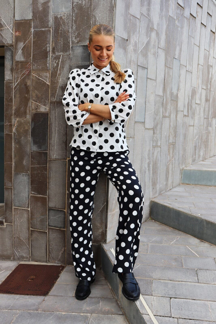 Liberte - Dot Pants 22365 - Black White Big Dot