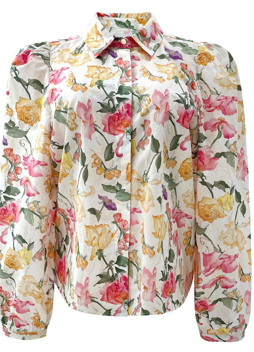 Liberte - Flora Ls Blouse 21598 - Creme Yellow Flowers Bluser 