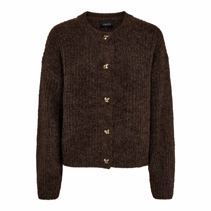 Liberte - Fro O-Neck Cardigan 22260 - Chocolate Cardigans 