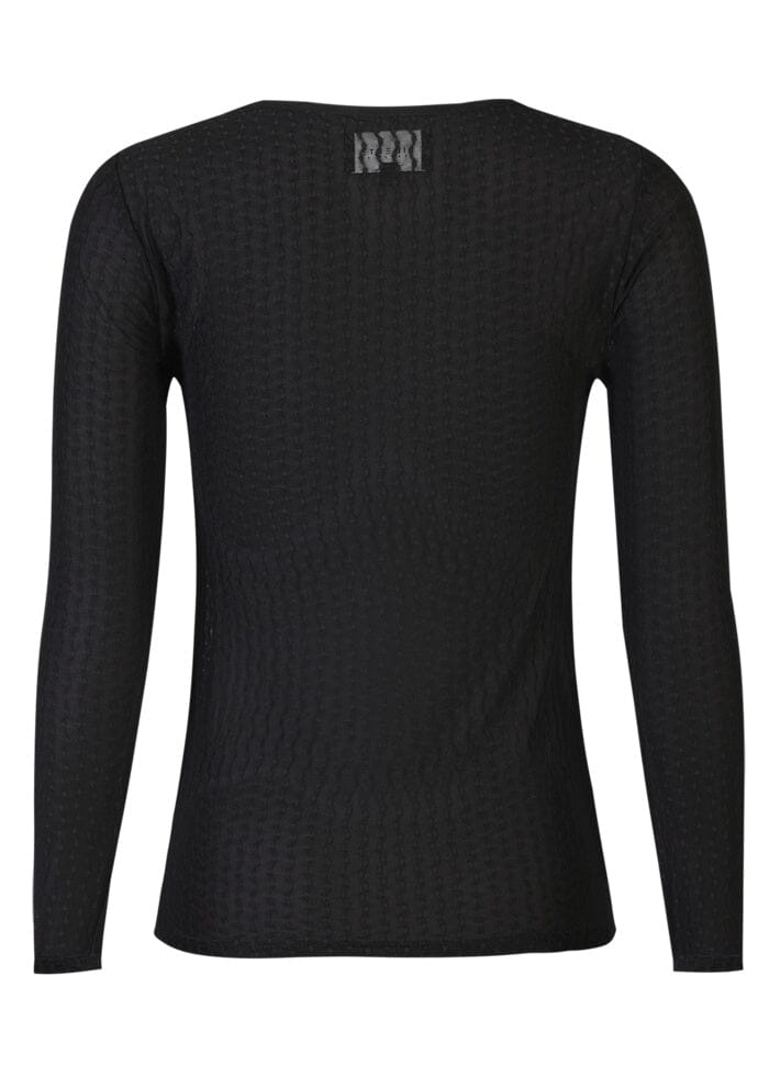 Liberte - Isa Ls Lace Blouse 21345 - Black Wavy Lines Bluser 